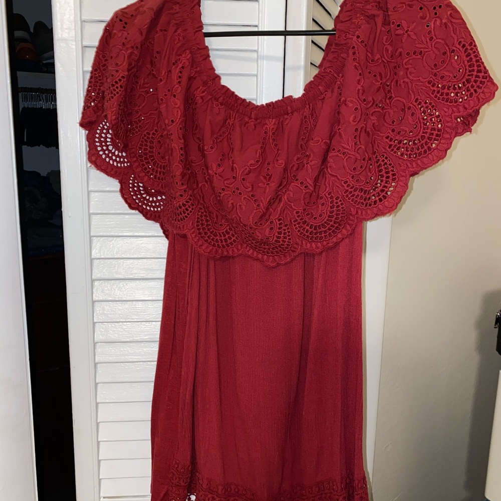 Red Off-the-Shoulder Blouse